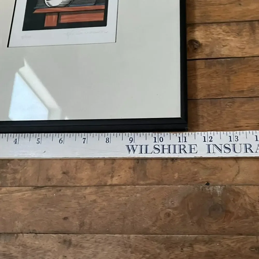 Ken Swanson Linoleum Block Print 3/100 Framed 11x14